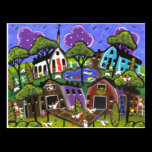 FOLK ART Chicken Flock BY LORI EVERETT postcard postcards