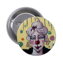 Folk Art Clown Button