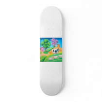 Folk art colorful cow and sheep painting skateboard deck
