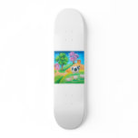 Folk art colorful cow and sheep painting skateboard deck