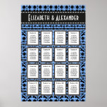 Folk Art Damask Wedding 16 Table Seating Chart Posters