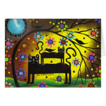 Folk Art Double Trouble By Lori Everett Greeting Card