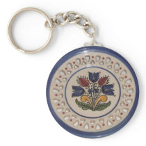 Folk Art Flowers Keychains