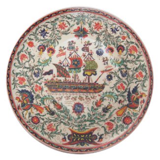 Folk Art Greek Stylized Sailing Ship