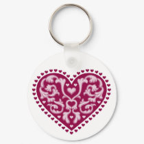 Folk Art Heart - Keychain