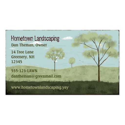 Folk Art Landscape Business Cards (front side)