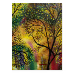 FOLK ART Light Behind The Trees BY LORI postcard