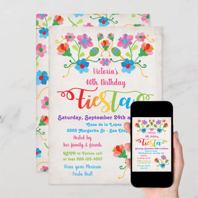 Folk Art Mexican Fiesta Birthday Party Invitation Zazzle