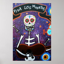 FOLK ART MUSICIAN DAY OF THE DEAD PAINTING PRINT