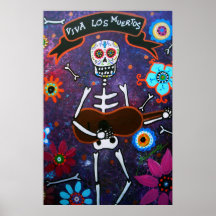 FOLK ART MUSICIAN DAY OF THE DEAD PAINTING PRINT