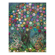 FOLK ART My Favorite Tree BY LORI EVERETT postcard