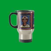 Folk Art Nurse - brunette RN version travel mug mugs