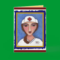 Folk Art Nurse - RN / nursing greeting card