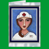 Folk Art Nurse / RN / nursing greeting card cards