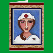 Folk Art Nurse - RN / nursing greeting card cards