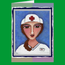 Folk Art Nurse - RN / nursing greeting card cards