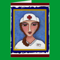 Folk Art Nurse - RN / nursing greeting card cards