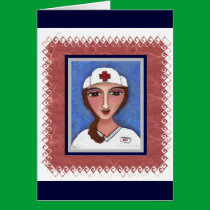 Folk Art Nurse - RN / nursing greeting card cards