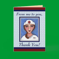 Folk Art Nurse - RN / nursing thank you card