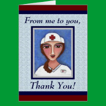 Folk Art Nurse - RN / nursing thank you card cards