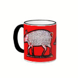 Folk Art Piggy Primitive Pig Folk Art Coffee Mug mugs