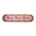 Folk Art Pink and Brown - Customizable Skateboard Decks