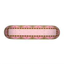Folk Art Pink and Brown Skateboard