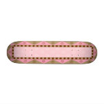 Folk Art Pink and Brown Skateboard
