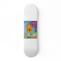folk art sheep skate board