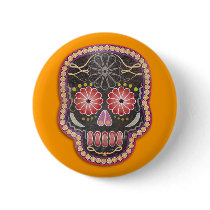 Folk Art Skull - day of the dead buttons by spacedust Folk Art Skull - day of the dead buttons