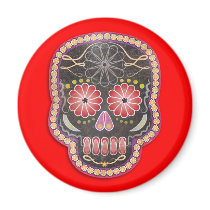 Folk Art Skull - day of the dead Magnet