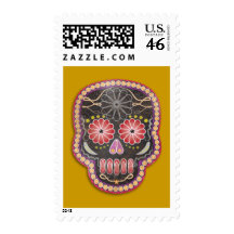 Folk Art Skull - day of the dead Postage