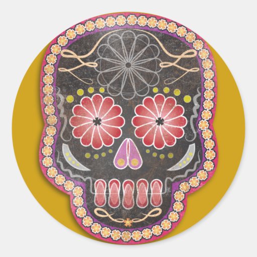 Folk Art Skull - day of the dead Sticker