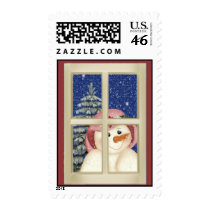 Folk Art Snowman postage