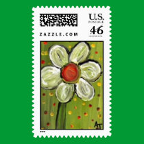 Folk Art Spring Daisy - postage stamp stamps