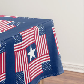 Folk Art Style American Flag Tablecloth