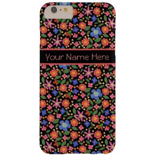 Folk Art Style Floral on Black iPhone 6 Plus Case