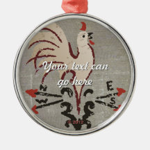 Folk Art Style Rooster Christmas Tree Ornaments