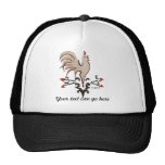 Folk Art Style Rooster Mesh Hats