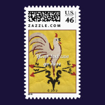 Folk Art Style Rooster stamps