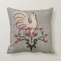 Folk Art Style Rooster Throw Pillow