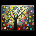 FOLK ART Tree Of Colors BY LORI EVERETT postcard postcards