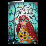 FOLK ART Watching Owl BY LORI greeting card cards