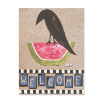 Folk Crow on Watermelon postcards