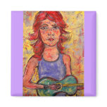 folk girl with colourful guitar magnets