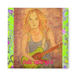 folk rock girl playin' electric drip slogan magnets