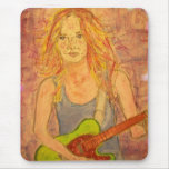 folk rock girl playin' up close mousepads