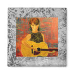 folk singer girl silver drip magnets