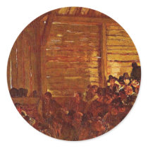Folk Theater In Tyrol By Menzel Adolph Von Round Sticker