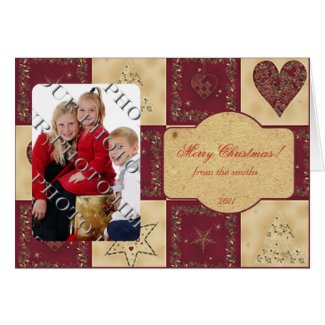 FolkArt Blocks in Red Cream Photo Christmas Card